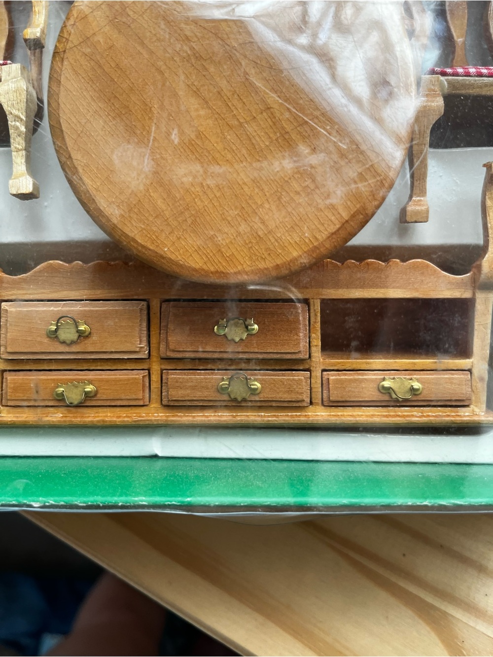 Vtg Albert E. Price 7-piece wooden dining room dollhouse furniture set COMPLETE - Picture 8 of 10